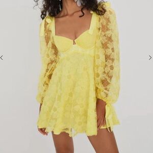 For Love and Lemons yellow mini dress SO CUTE size XS (could fit small)